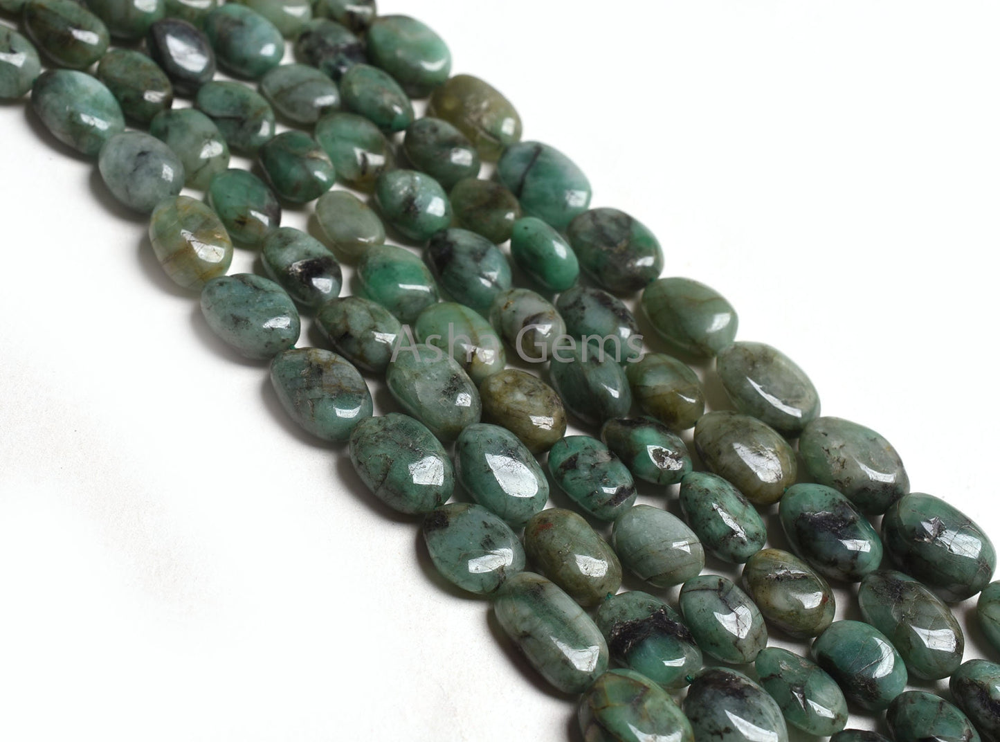 Natural Emerald Smooth Oval Shape Gemstone Beads 3 Strand Necklace,8x10-10x15 mm Green Sakota Emerald Uneven Oval Beads Emerald Bead Jewelry