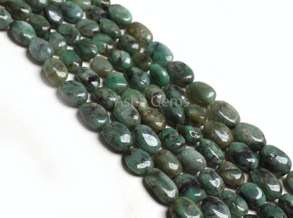 Natural Emerald Smooth Oval Shape Gemstone Beads 3 Strand Necklace,8x10-10x15 mm Green Sakota Emerald Uneven Oval Beads Emerald Bead Jewelry