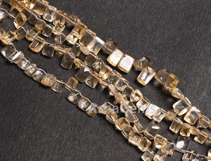 Fine Citrine Quartz Smooth Rectangle cabochon Side Drill Beads, Natural Yellow Citrine Plain Handmade Fancy Gemstone Bead Jewelry Craft SALE