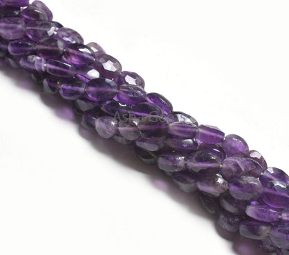 Natural Purple Amethyst faceted Indian Hand Cut Oval Shape Beads,12.5" Strand Amethyst Oval Shape Briolette Gemstone Bead Jewelry Craft SALE