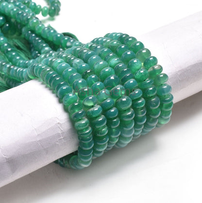 Green Onyx Smooth Rondelle Shape Beads,12.5" Strand Onyx Plain handmade Gemstone Loose Beads, green Onyx Beads For Jewelry Making Craft SALE