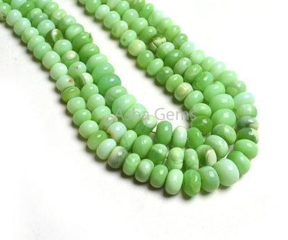 6.5-11 mm Green Opal Smooth Rondelle Beads, Mint Green Opal Plain Handmade Loose Gemstone Beads, Green Opal Beads Jewelry Making Craft SALE