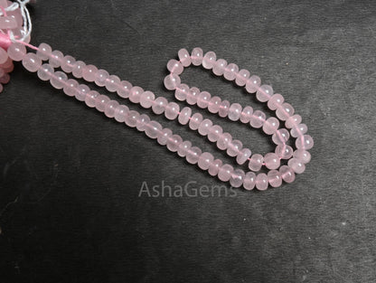 Natural Pink Rose Quartz Smooth Rondelle Shape Gemstone Beads,8/16" Rose Quartz Plain handmade Pink Quartz Beads Necklace Jewelry Craft SALE