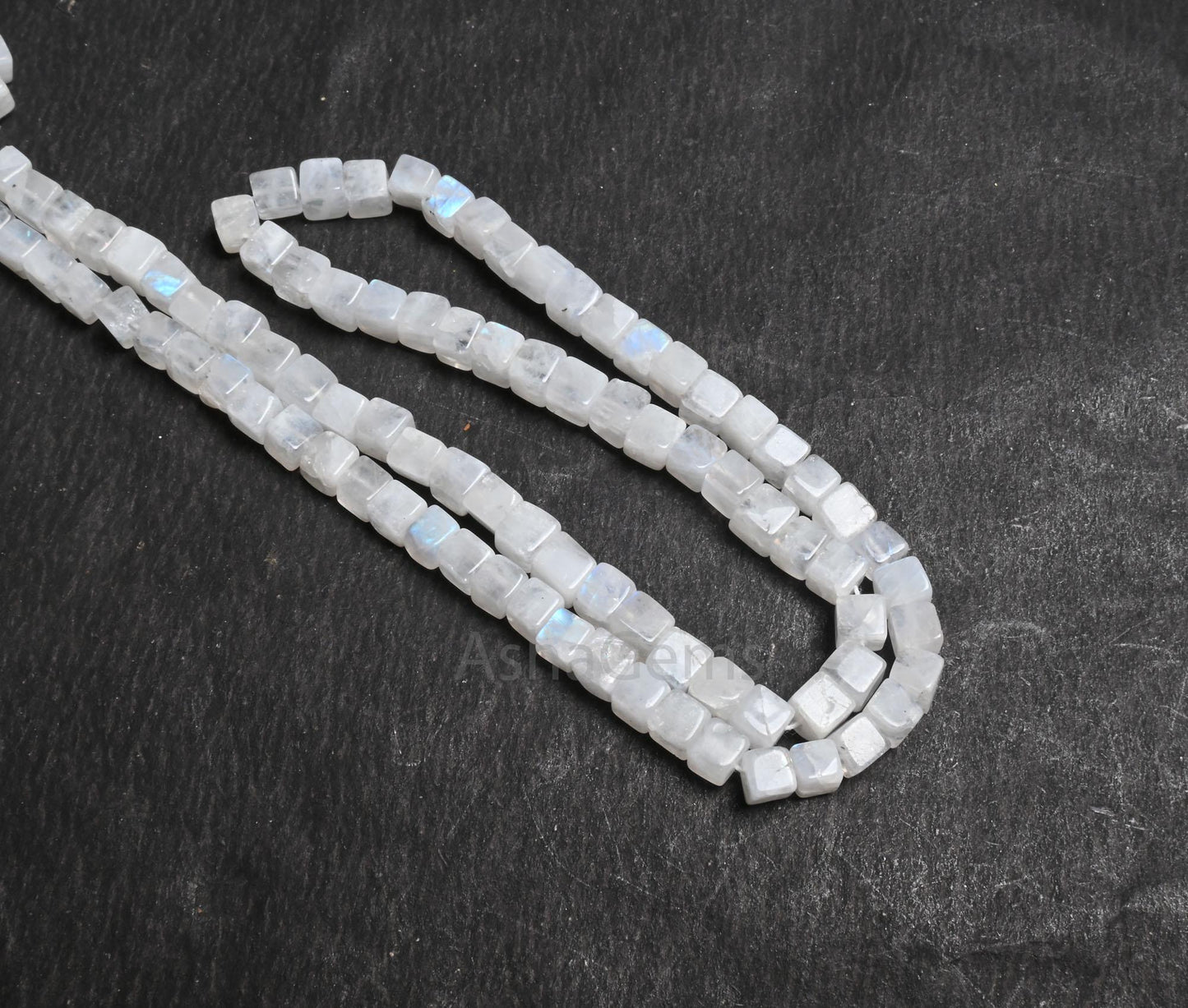 Beautiful Natural Blue Fire Rainbow Moonstone 3D Cube Box Smooth handmade Beads, White Rainbow Moonstone Box Tiny Gemstone Bead Jewelry SALE