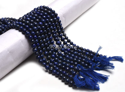 Natural Blue Lapis Smooth Round Ball Gemstone Beads,13" Strand Fine Lapis Lazuli Beads, Lapis Plain Round Shape Bead Jewelry Handicraft SALE