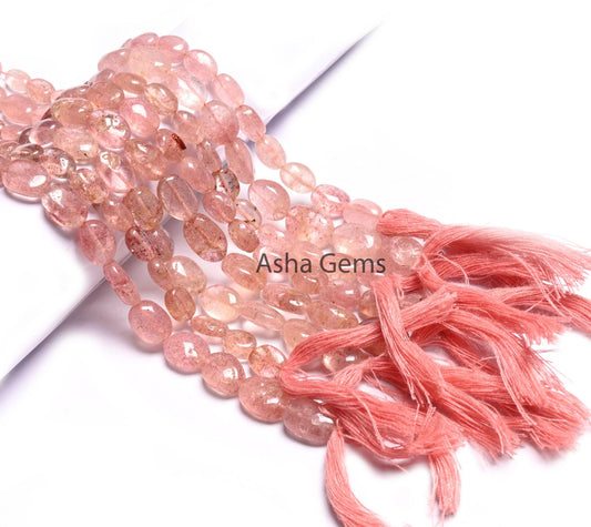Natural Red Strawberry Quartz Smooth Oval Shape handmade Gemstone Beads,12.5" Shaded Red Strawberry Quartz Oval Beads For Jewelry Craft SALE