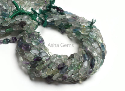 Beautiful Fluorite Smooth Oval Gemstone Beads, Natural Shaded Green Fluorite Plain Handmade Oval Straight Drill Beads, Fluorite Bead Jewelry