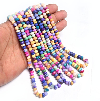 Amazing Multi Color Opal Smooth Rondelle Shape Beads, Fine Disco Opal Plain Handmade Gemstone Opal Beads Jewelry Making Necklace Crafts SALE  ( AG 12353)