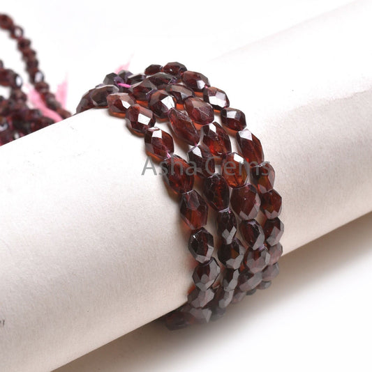 Red Garnet Faceted Oval Shape Gemstone Beads, Fine Quality Natural Garnet Indian Hand Cut Oval Briolette Straight Drill Garnet Beads Crafts