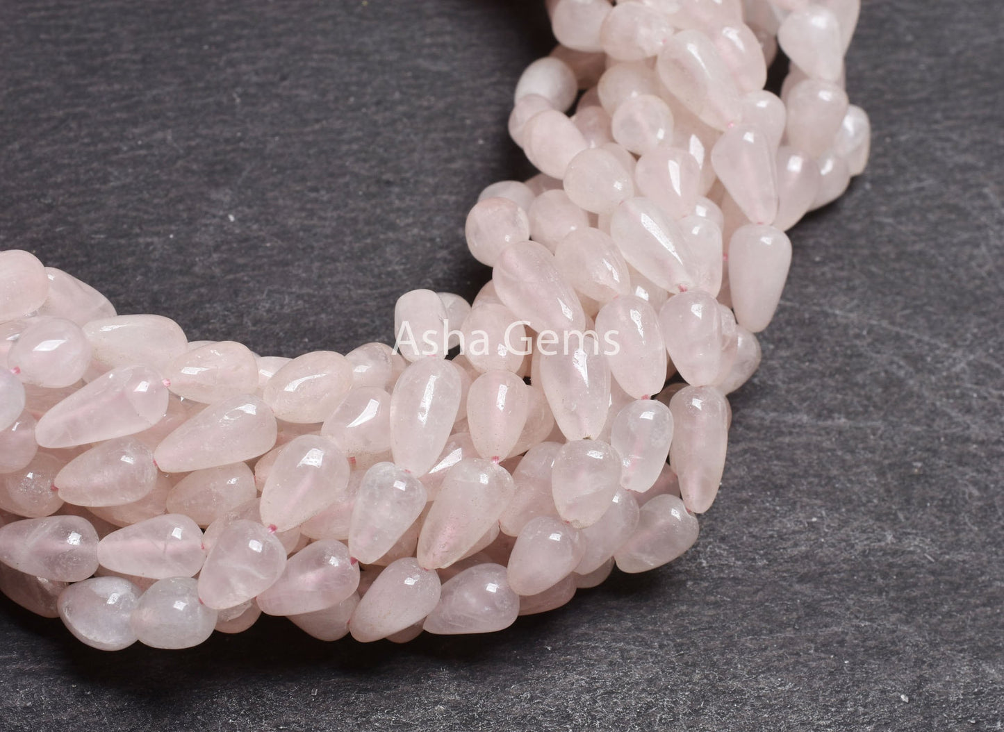 Natural Rose Quartz Smooth Drops Shape Beads, Pink Rose Quartz Teardrop,13 Inch Rose Quartz Straight Drill Drops handmade Beads Handicrafts