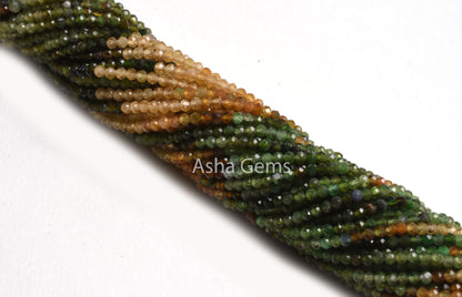 2 mm Rare Shaded Yellow Green Tourmaline Micro Cut Faceted Beads,13" Multi Tourmaline Machine Cut Rondelle Gemstone Tourmaline Beads Jewelry