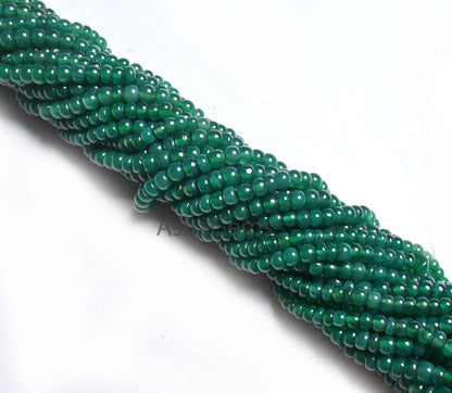 Dark Green Onyx Smooth Rondelle Gemstone Loose Beads, Fine Onyx Beads, AAA Green Onyx Plain Roundelle Tiny Handmade Beads Jewelry Craft SALE