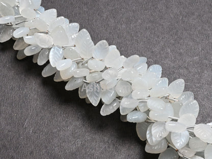 Natural White Moonstone fancy Leaves Carving Handmade Beads, AAA Quality Moonstone Carved Pear Briolette Teardrop Gemstone Bead Jewelry SALE