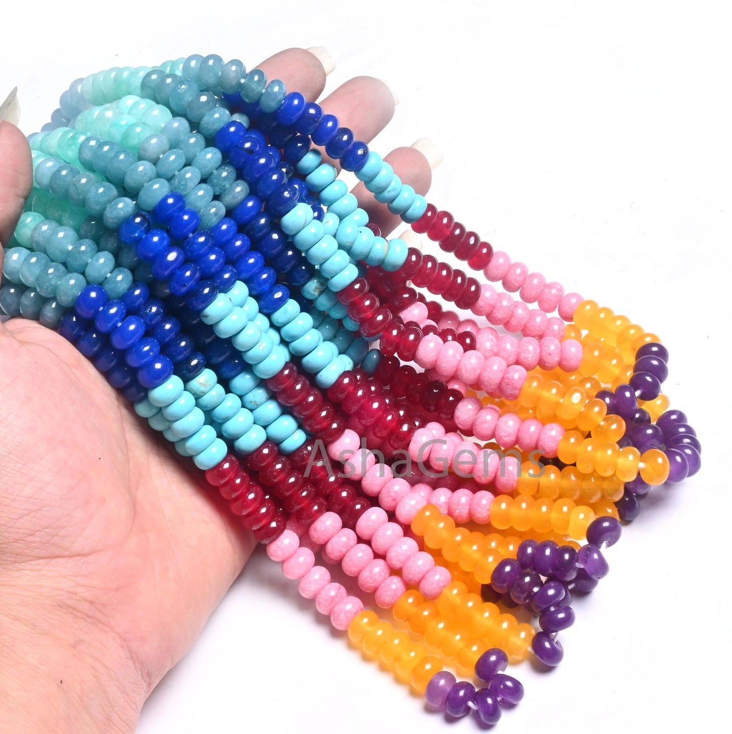 8 mm Fine Mix Color Quartz Smooth Rondelle Beads, Beautiful Rainbow Disco Color Jade Quartz Multi Shaded Gemstone Colorful Bead For Necklace(AG 12314)