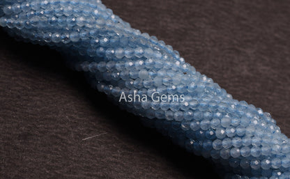 2 mm AAA Aquamarine Micro Cut Rondelle Beads,13" Strand Shaded Blue Aquamarine Machine Cut Gemstone Beads, Tiny Aquamarine Bead Jewelry SALE