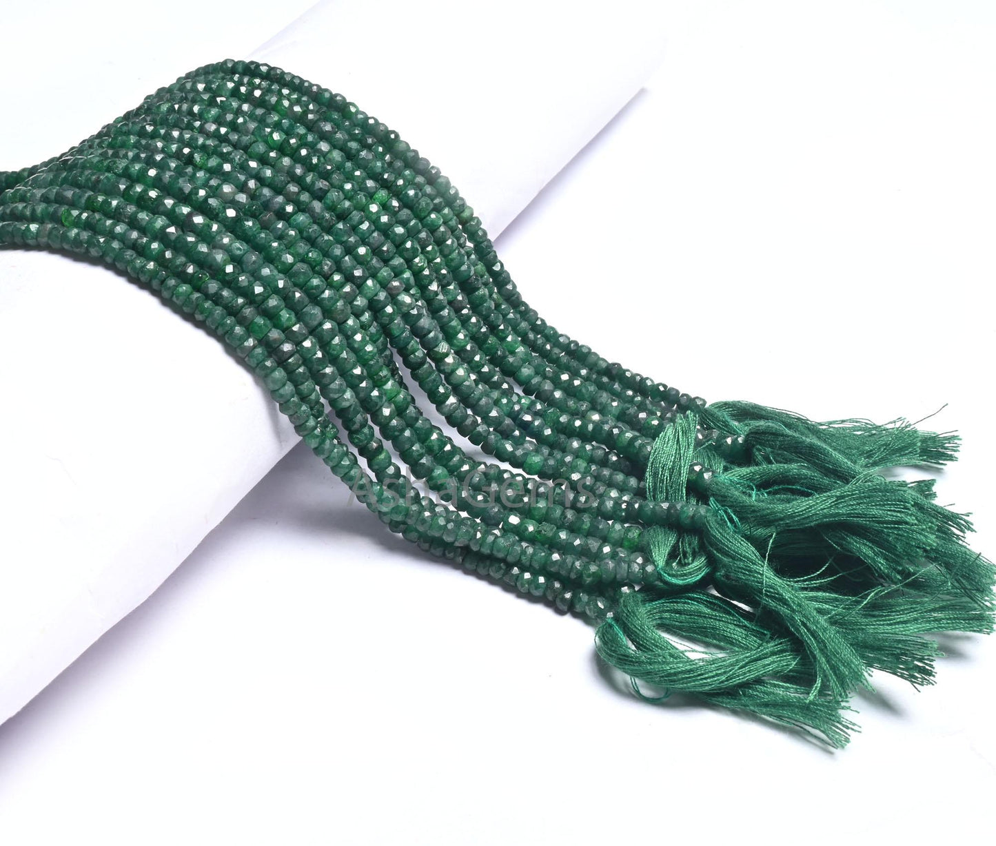 Fine Quality Green Emerald Corundum Faceted Rondelle Shape Beads, Emerald Corundum Indian Cut Gemstone Beads, Emerald Beads Necklace Jewelry