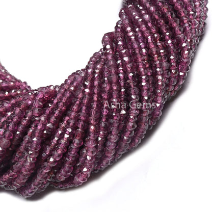 Beautiful Rhodolite Garnet Faceted Gemstone Beads, natural Garnet Indian machine Cut Rondelle Beads,13"Strand Pink Garnet Bead Jewelry Craft
