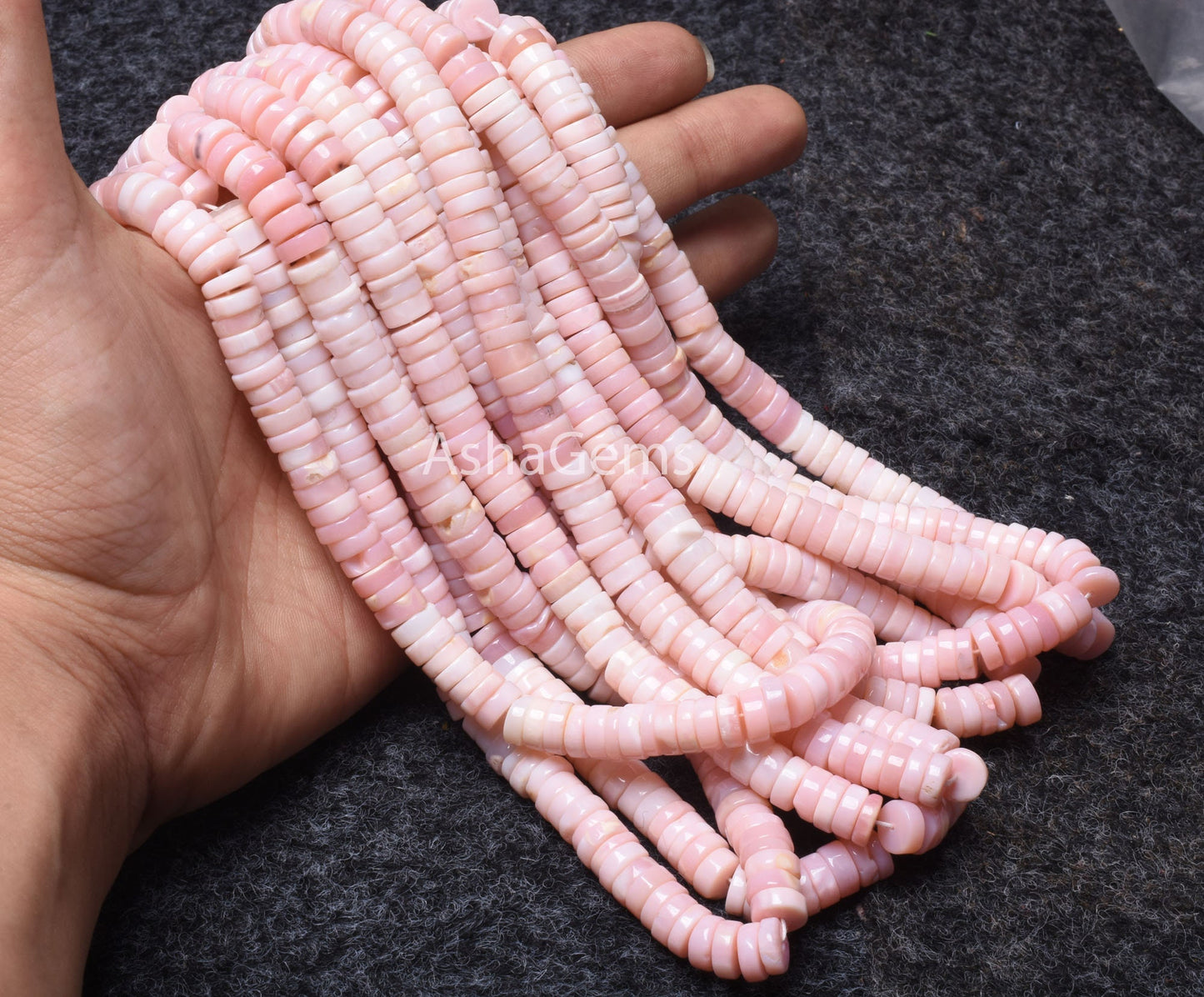 8 mm AAA Pink Opal Smooth Tyre Shape Beads, Shaded Pink Opal Flat Tyre Beads,8/16" Strand Opal Smooth handmade Heishi Bead Opal Jewelry SALE