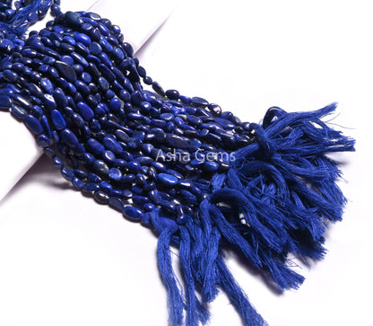 Natural Lapis Lazuli Smooth Tiny Nugget Shape Gemstone Beads,12.5"Blue Lapis Loose Gemstone Bead Handmade Straight Drill Tumble Bead Jewelry (22260)