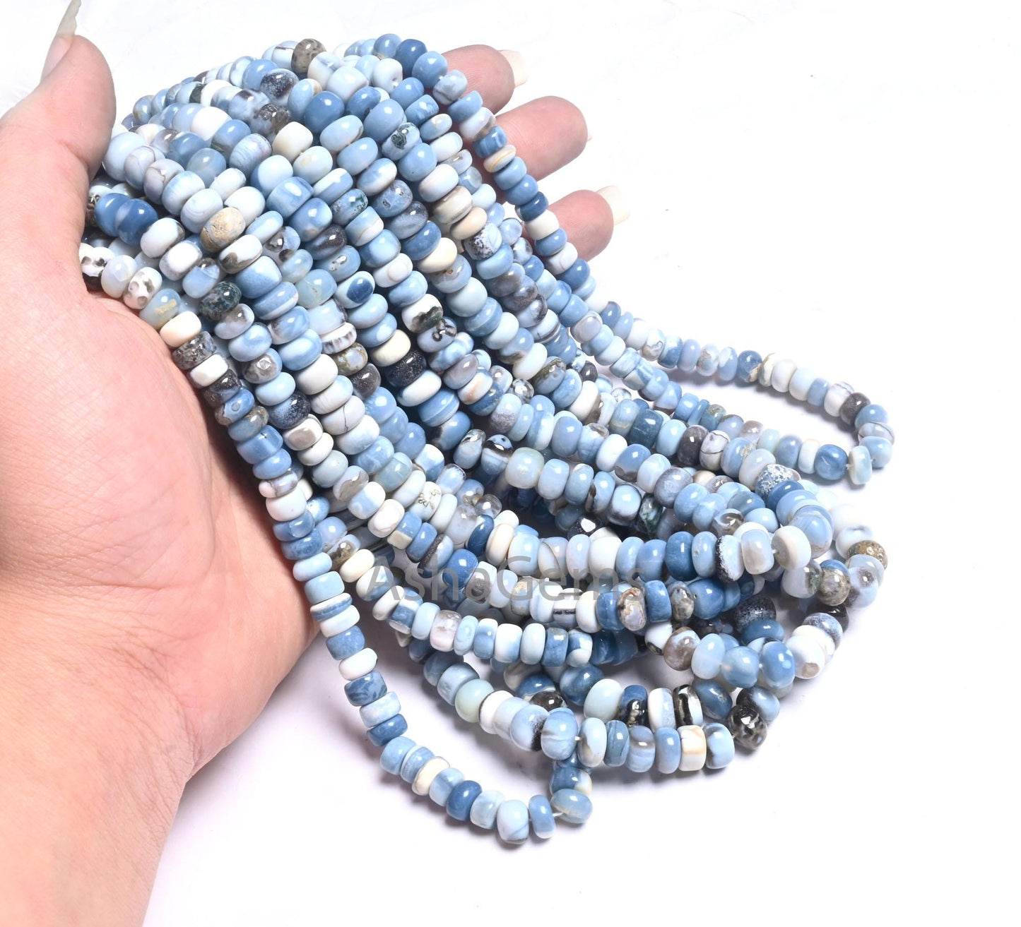 Blue Boulder Opal Smooth Rondelle Shape Gemstone Beads, Fine Blue Opal Beads Strand Boulder Opal Plain Handmade Gemstone Beads Jewelry SALE  (AG 12319)