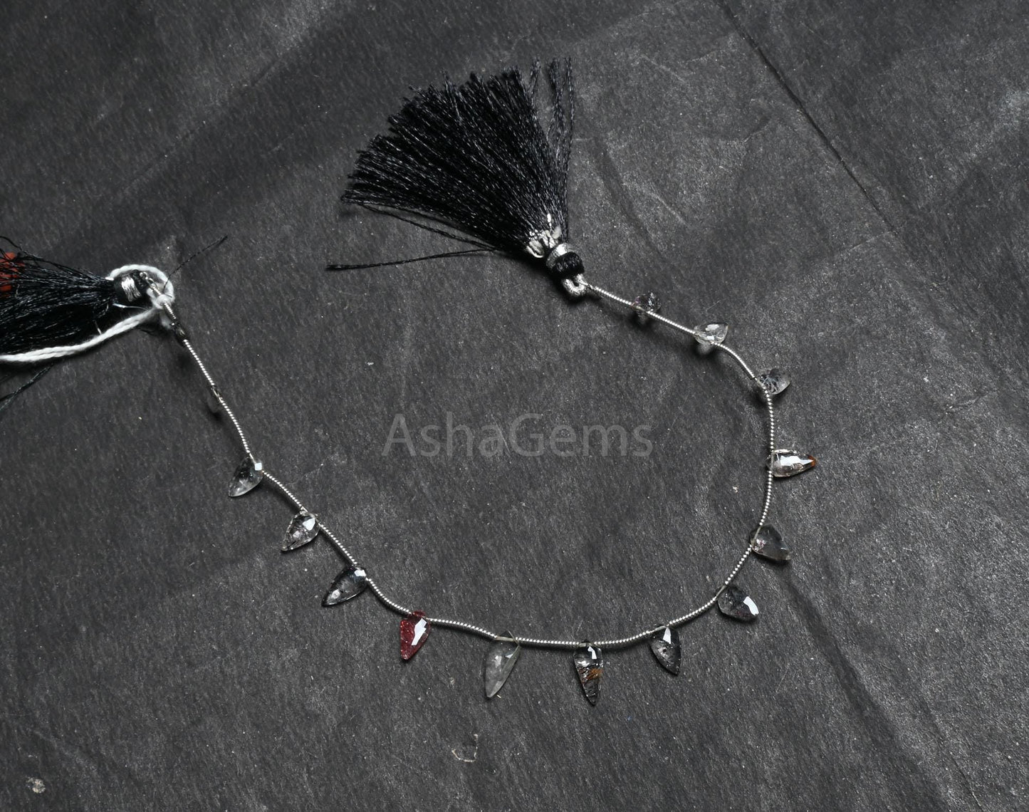 Fine Quality Black Rutile fancy Long Kite Shape Gemstone Beads,8" AAA Sri Lanka Rutilated Quartz Side Drill Briolette Rutile Beads Jewelry