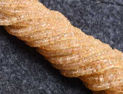 Citrine Quartz Smooth Heishi Tyre Shape Gemstone Beads, Natural Yellow Citrine Flat tyre Beads, Fine Citrine Beads For Jewelry Necklace SALE