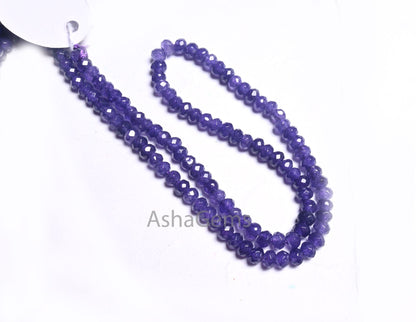 Beautiful Purple Blue Jade Quartz Faceted Rondelle Beads,4.5 mm Amethyst Color Jade Machine Cut Beads, Jade Quartz Beads Jewelry Crafts SALE (15390 c)