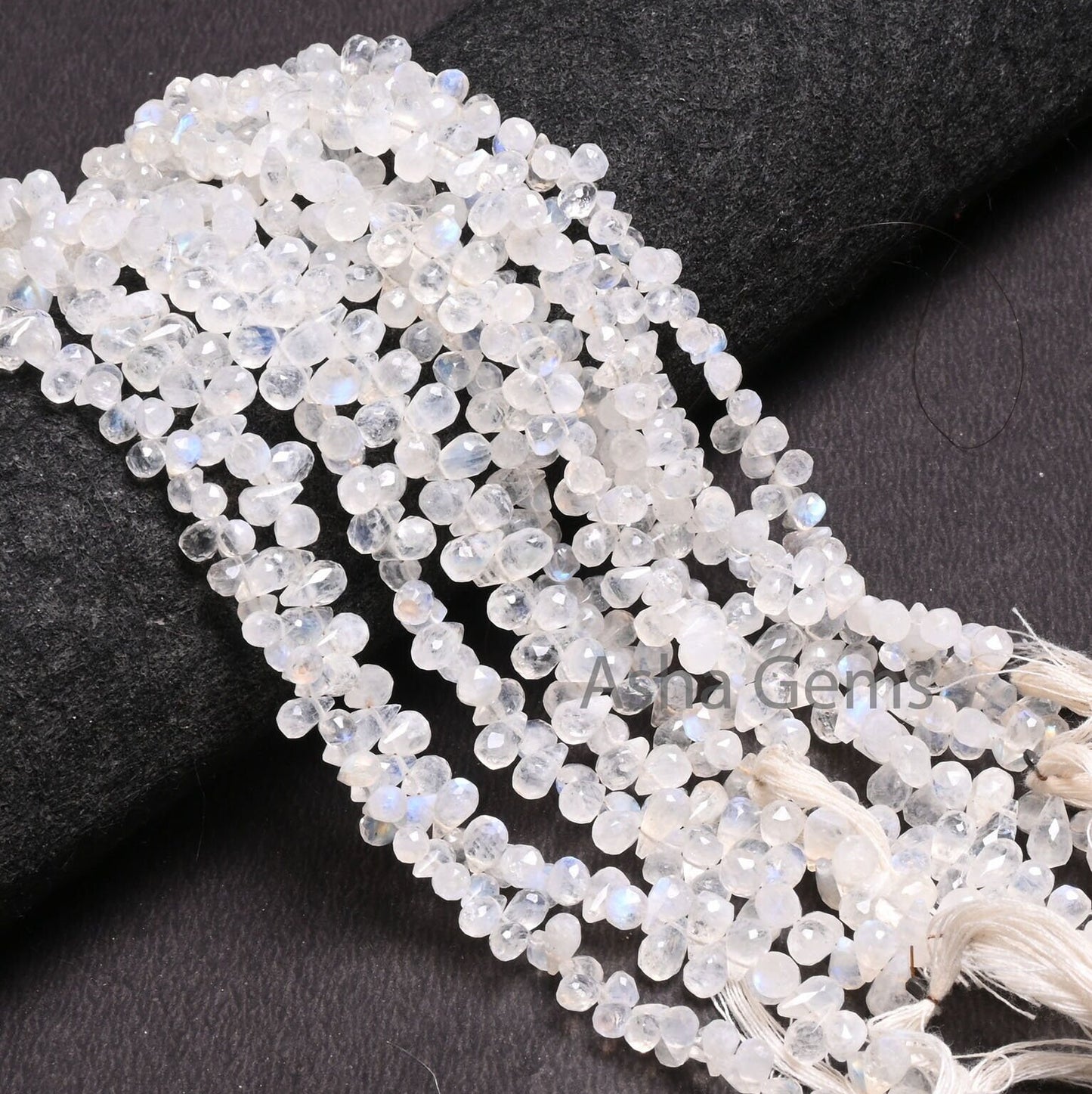 Natural Blue Flash Rainbow Moonstone Tiny Drops Shape Faceted Beads,9"Blue Fire White Rainbow Moonstone Teardrop Briolette Bead Jewelry SALE (AG 18940)