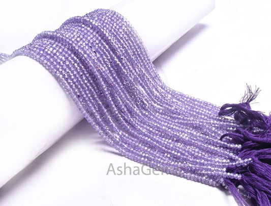 AAA Quality Purple Blue Zircon Micro Cut Roundelle Shape Beads,3.2 mm Light Purple Cubic Zircon faceted Machine Cut Beads Jewelry Craft SALE