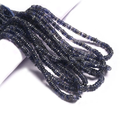 Fine Quality Iolite Smooth Flat Tyre Beads, Natural Blue Iolite Heishi Tyre Gemstone Beads,Iolite Wheel Shape Bead Jewelry Making Craft SALE