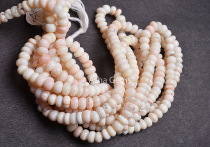 9 mm AAA Off White Light Peach Opal Smooth Rondelle Beads, Off White Opal Plain Handmade Gemstone Beads, Opal Bead Jewelry Making Craft SALE