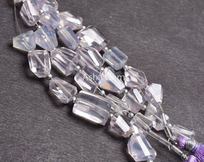 AAA Purple Lavender Quartz Faceted Nugget Gemstone Beads, Natural Lavender Quartz Beads Indian Cut Tumble Straight Drill Bead Jewelry Crafts