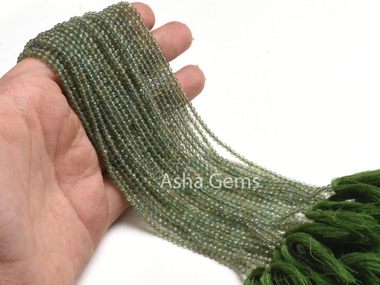 2.50 mm Natural Green Apatite Micro Cut Gemstone Beads, Fine Quality Green Apatite Beads, Apatite Machine Cut Faceted Rondelle Beads Jewelry