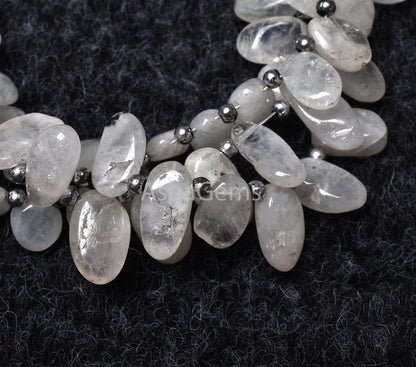 Rainbow Moonstone Smooth Oval Shape Beads, Natural Fire Rainbow Side Drill Oval Beads, White rainbow Plain uneven Oval Handmade Bead Jewelry