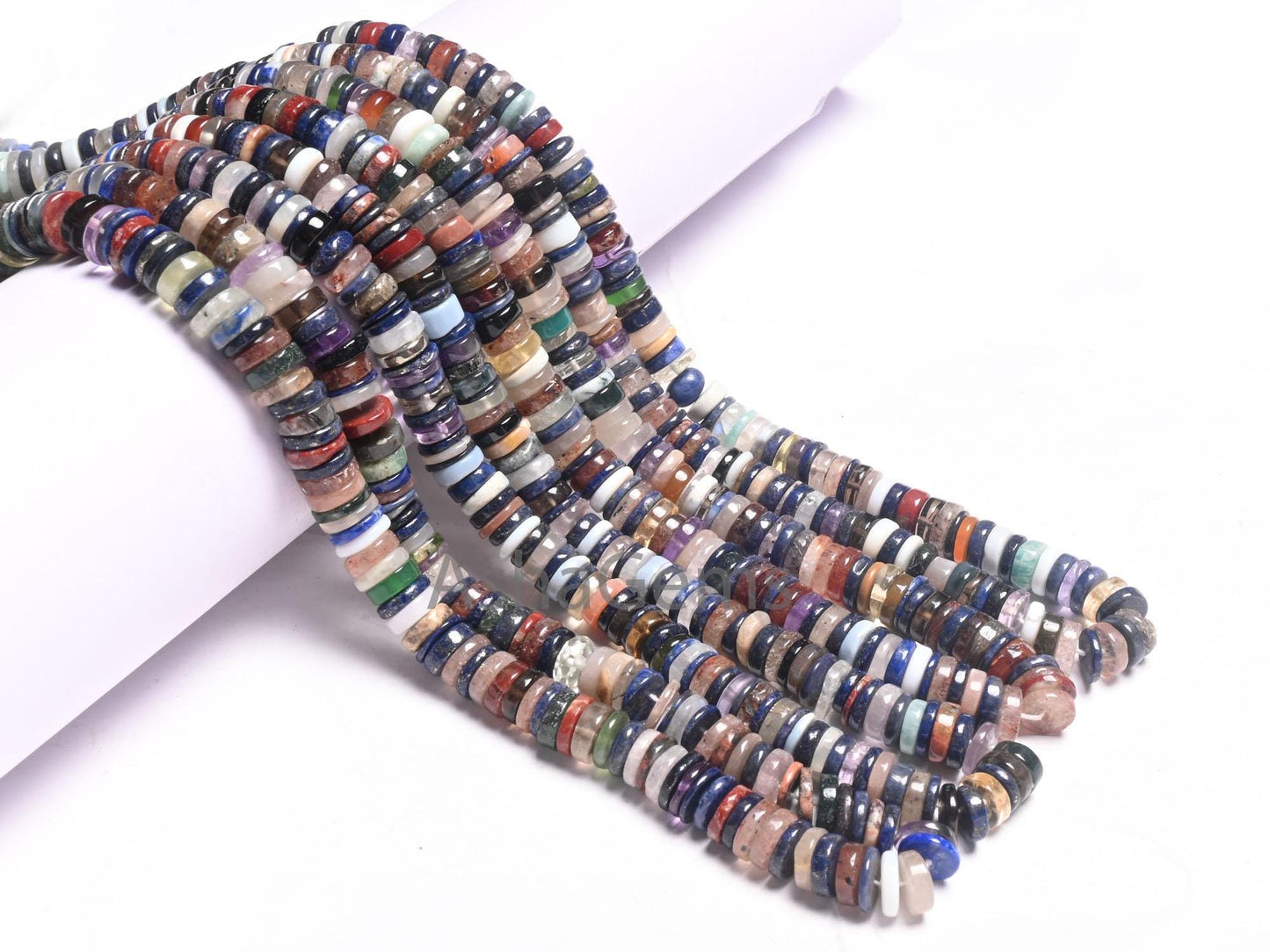 Beautiful Mix Color Gemstone Heishi Tyre Smooth Beads,16" Natural Disco Multi Color Stone Handmade Flat wheel Bead Jewelry Making Craft SALE
