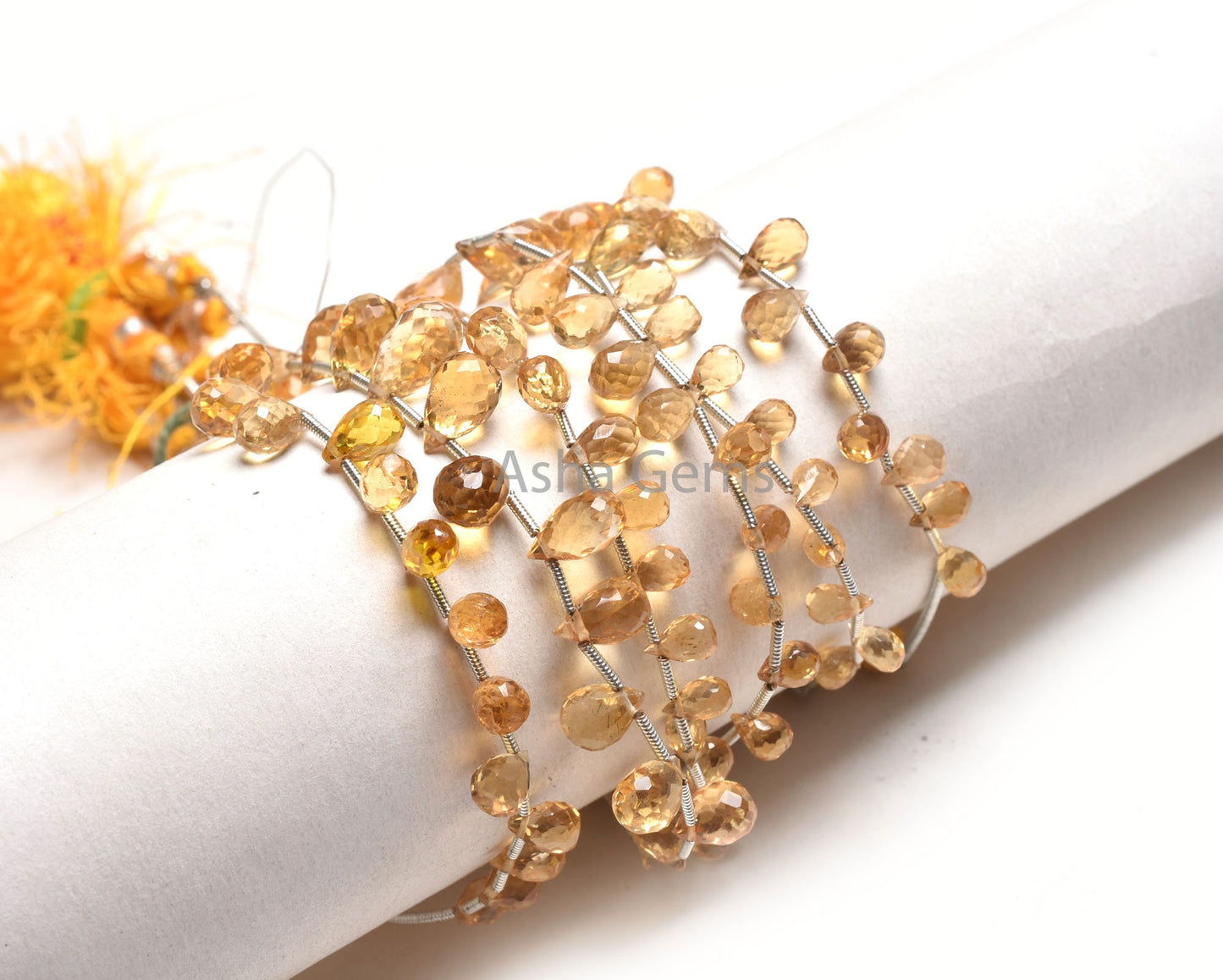 Natural Citrine Faceted Drops Shape Gemstone Beads, Fine Quality Yellow Citrine Teardrop Citrine Drops Briolette Jewelry Making Crafts SALE