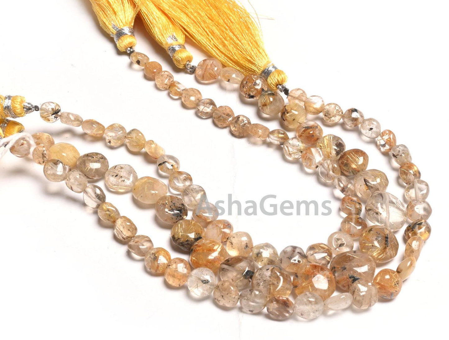 Beautiful Golden Rutile Quartz Smooth Coin handmade Beads,8" Yellow Rutile Coin Shape Straight Drill Gemstone Rutile Bead Jewelry Craft SALE