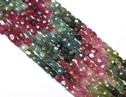 Natural Multi Tourmaline faceted Gemstone Beads, Tourmaline Fancy Uneven cushion Shape beads, Multi Color Tourmaline Handmade Beads Jewelry
