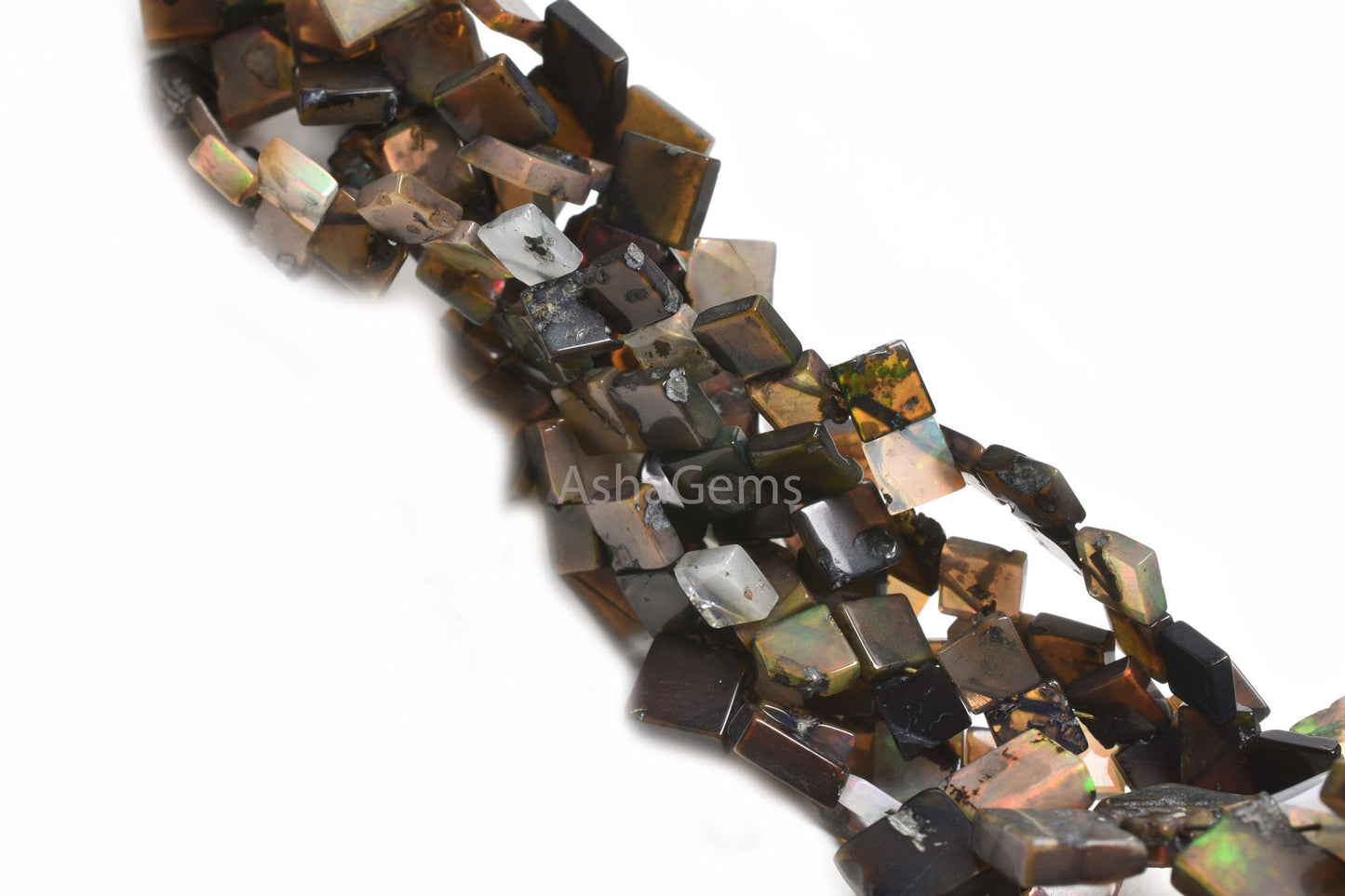 Multi Brown Ethiopian Opal Uneven Square Side Drill Gemstone Beads,17" Flashy Welo Ethiopian Opal Smooth Fancy Kite Shape Bead Jewelry Craft