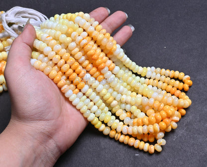 Beautiful Shaded Yellow Orange Opal Smooth Rondelle Gemstone beads,16"Strand AAA Opal Plain Handmade Bead Jewelry making Necklace Craft SALE