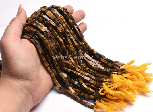 Beautiful Yellow Brown Tiger Eye Smooth Rectangle shape Gemstone Beads, Natural Tiger Eye Handmade Uneven Fancy Beads,13" Strand tiger Bead