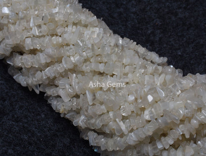 Natural White Moonstone uncut Chip Gemstone Beads Strand, Fine Quality Moonstone Smooth Uneven Raw Rough Nugget Bead For Jewelry Making (AG 10274)