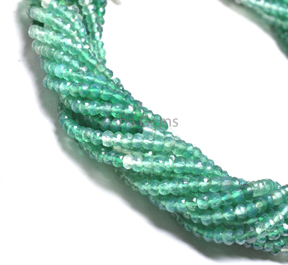 3.5 mm AAA Quality Shaded Green Onyx Faceted Rondelle Beads, Green Onyx Indian Machine Cut Gemstone Beads, Onyx Beads Jewelry Making Crafts