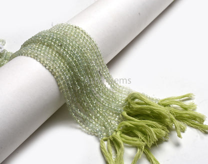 3 mm Top Quality Prehnite Machine Cut Gemstone Beads,13" Strand Natural Green Prehnite Micro Cut Faceted Rondelle Bead Prehnite Bead Jewelry