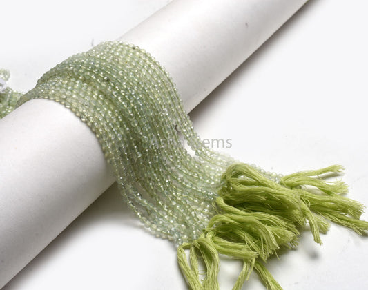 3 mm Top Quality Prehnite Machine Cut Gemstone Beads,13" Strand Natural Green Prehnite Micro Cut Faceted Rondelle Bead Prehnite Bead Jewelry