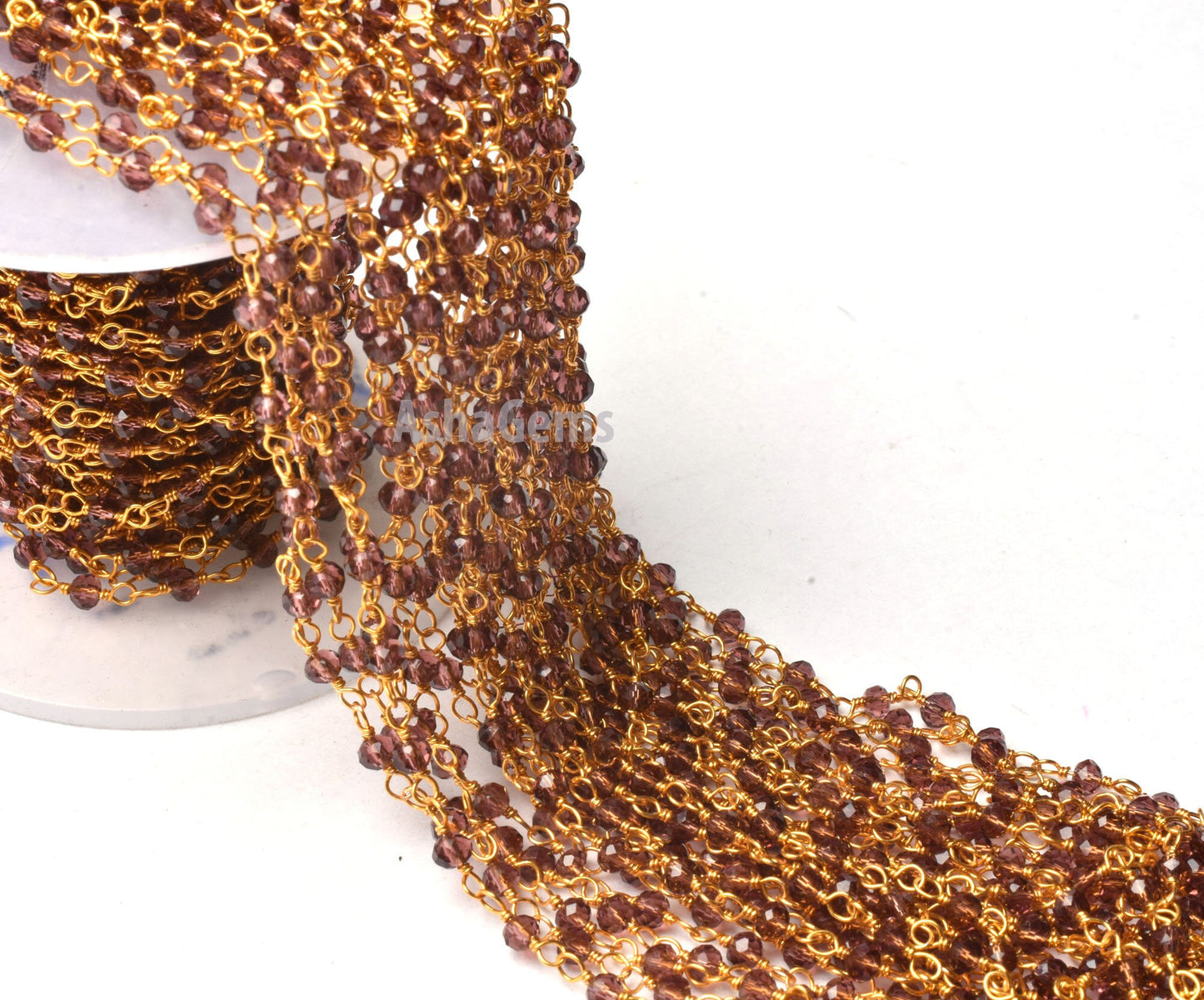 Beautiful Purple Garnet Hydro Faceted Rondelle Beads Rosary Chain By Feet Jewelry Making Chains Gold Plated Wire Wrapped Beaded Rosary Chain