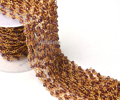 Beautiful Purple Garnet Hydro Faceted Rondelle Beads Rosary Chain By Feet Jewelry Making Chains Gold Plated Wire Wrapped Beaded Rosary Chain