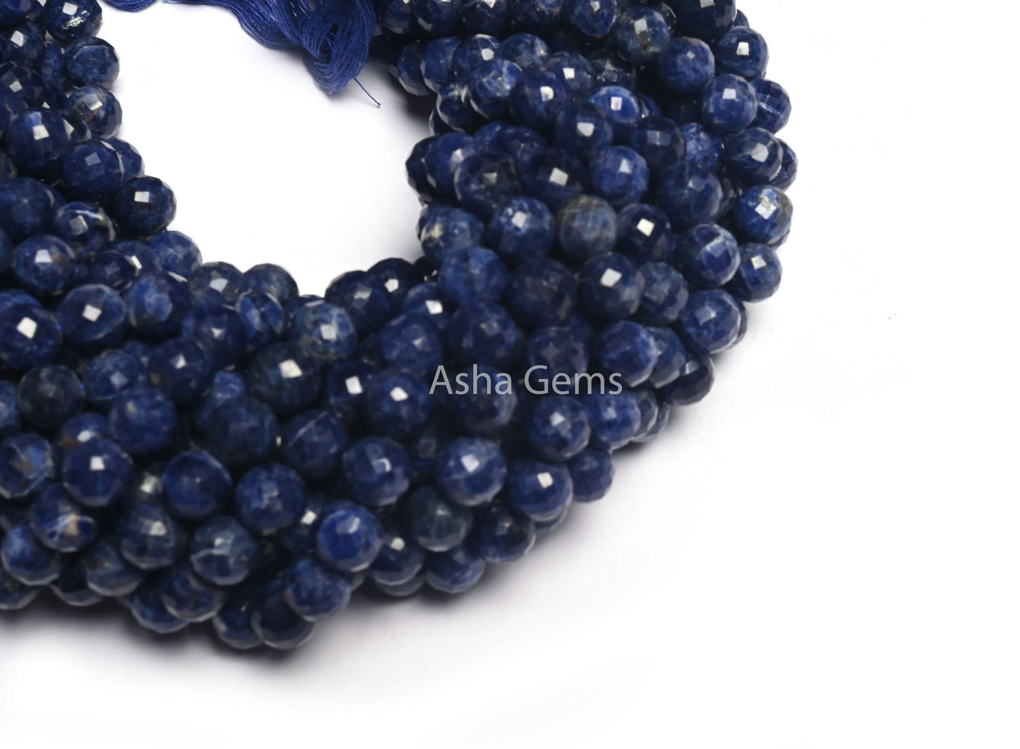 8mm Fine Blue Sodalite Faceted Round Shape Beads, Natural Blue Sodalite Indian Cut Round Ball Gemstone Beads, Sodalite Bead Jewelry Necklace
