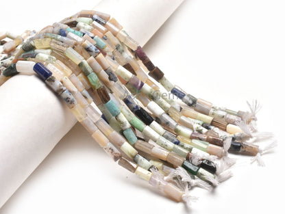 Multi Color Stone Pipe Shape Straight Drill Beads,9" Mix Gemstone Disco Fancy Tube Beads,6-12mm Gemstone Uneven Pipe Bead Jewelry Craft SALE