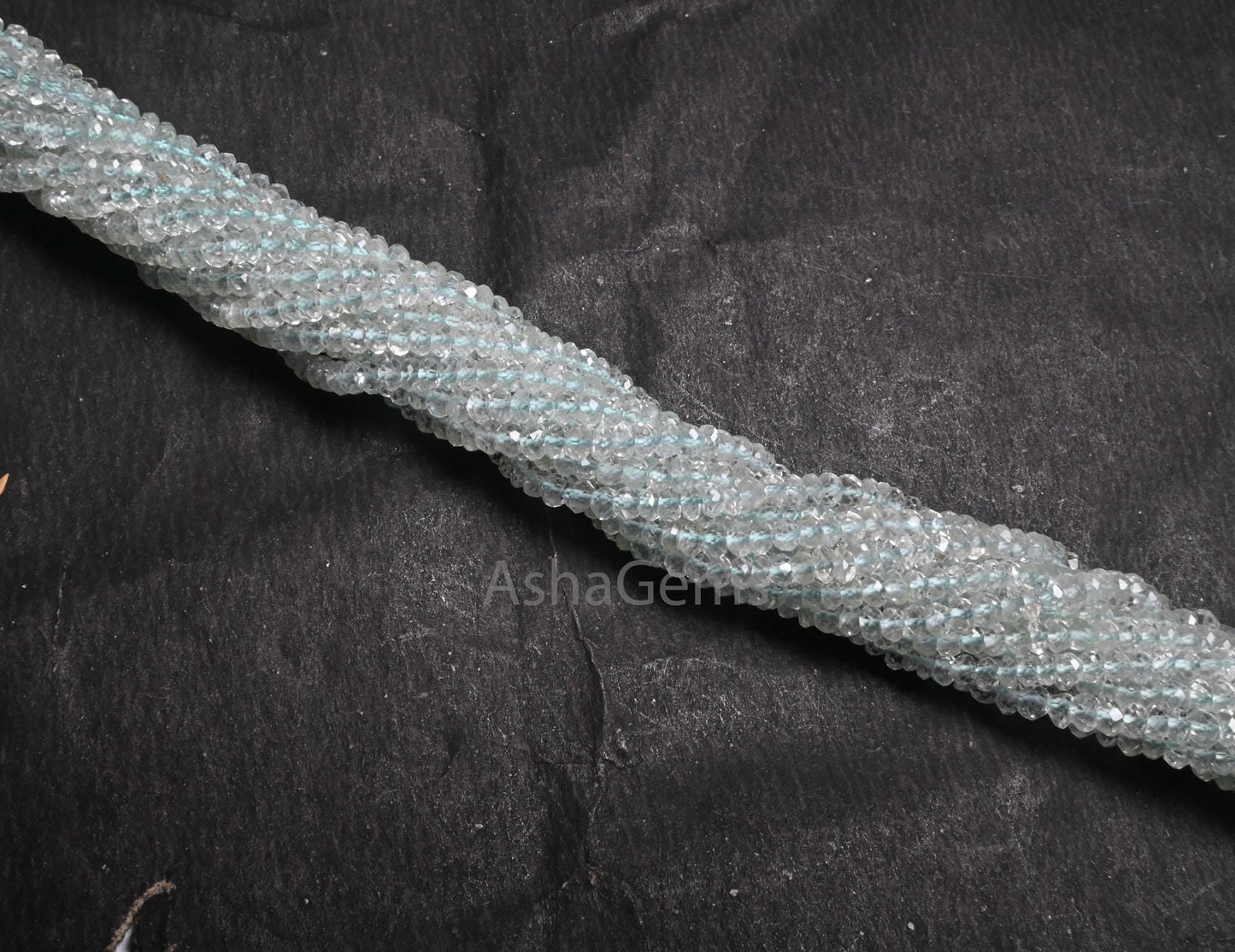 Beautiful Aquamarine Indian Machine Cut Gemstone Beads, 13" Natural Blue Aquamarine Faceted Rondelle Fine Aquamarine Beads Necklace Jewelry